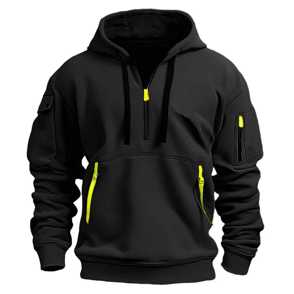 Men's Casual Jogging Tracksuit Zipper Hood Multi-Pocket Protective Pants 2-Piece Set Fall/Winter Large Size S-3XL