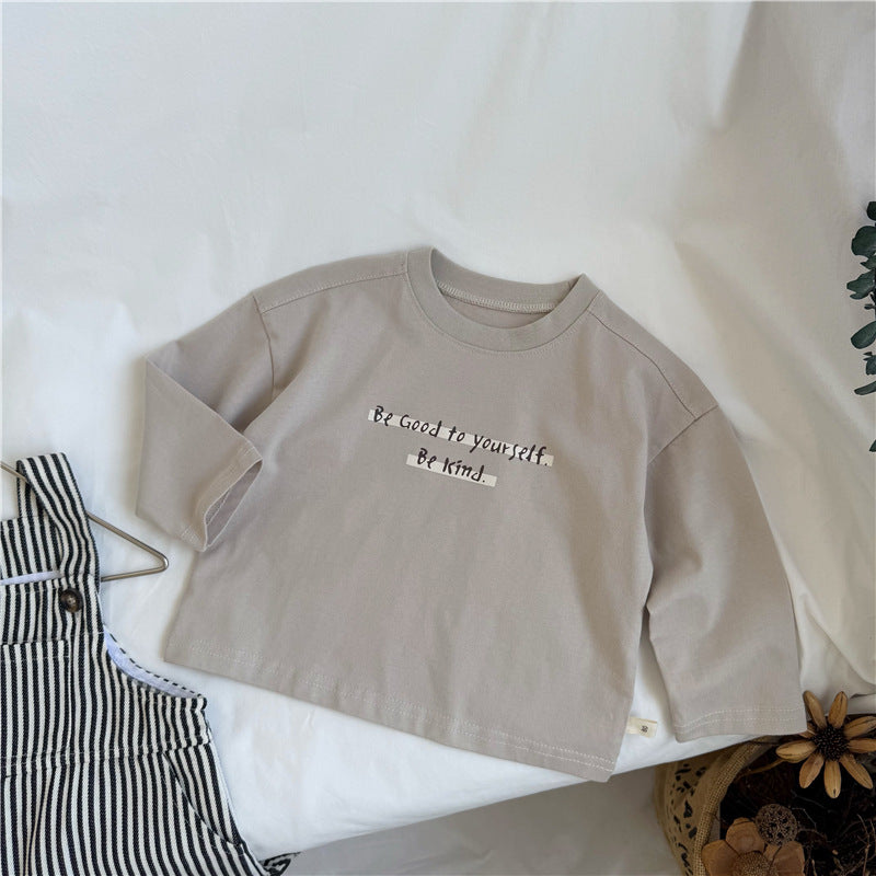 Children's letter printed long sleeved shirt