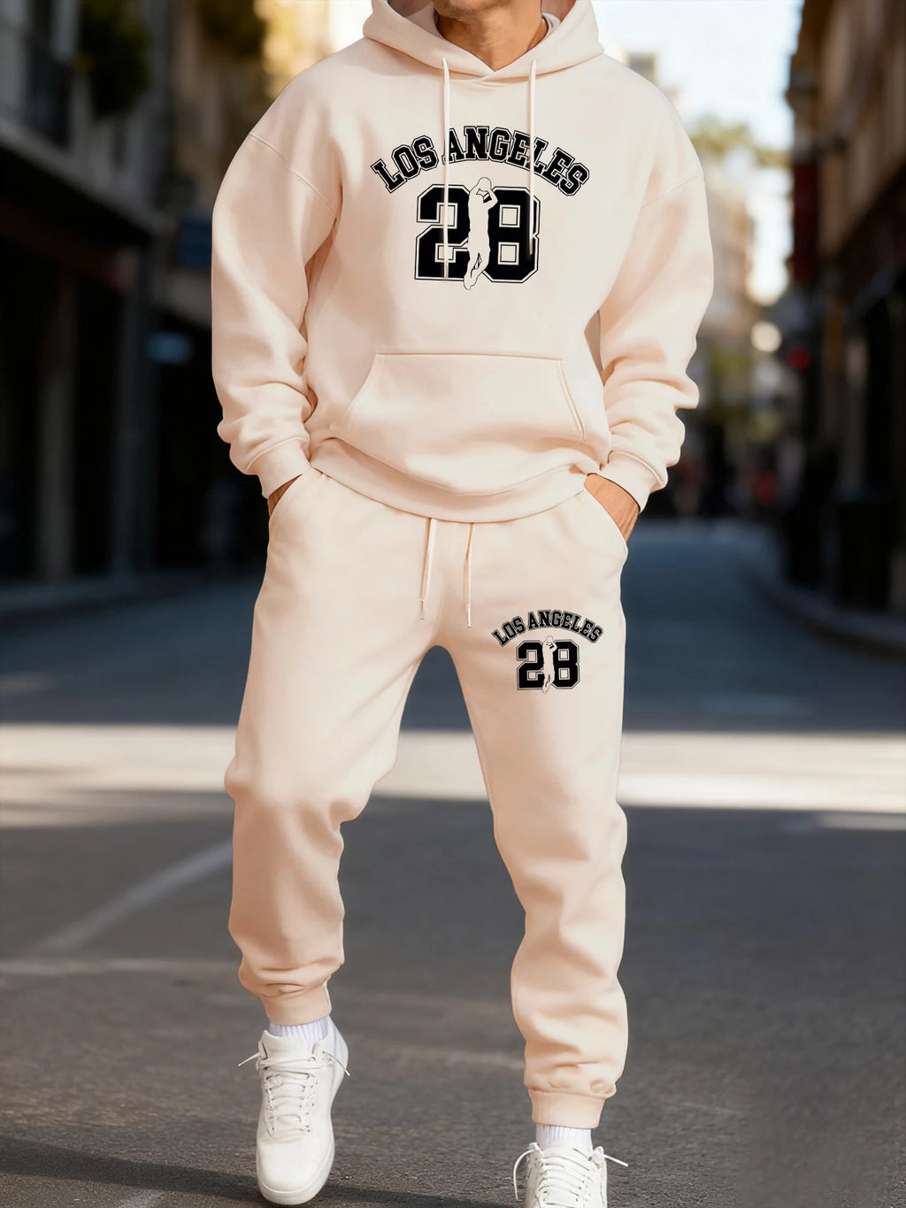 Los Angeges Number 28 Printed Man Hoodie Set Winter Sporty Two Pices Sets Long-Length Street Hoody Couple'S Comfortable Pants
