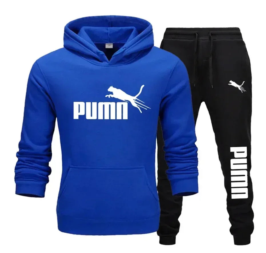 New Autumn and Winter Men's Pullover Hoodie + Pants 2‑piece Fashionable and Trendy Fitness Jogging Casual Sportswear Set