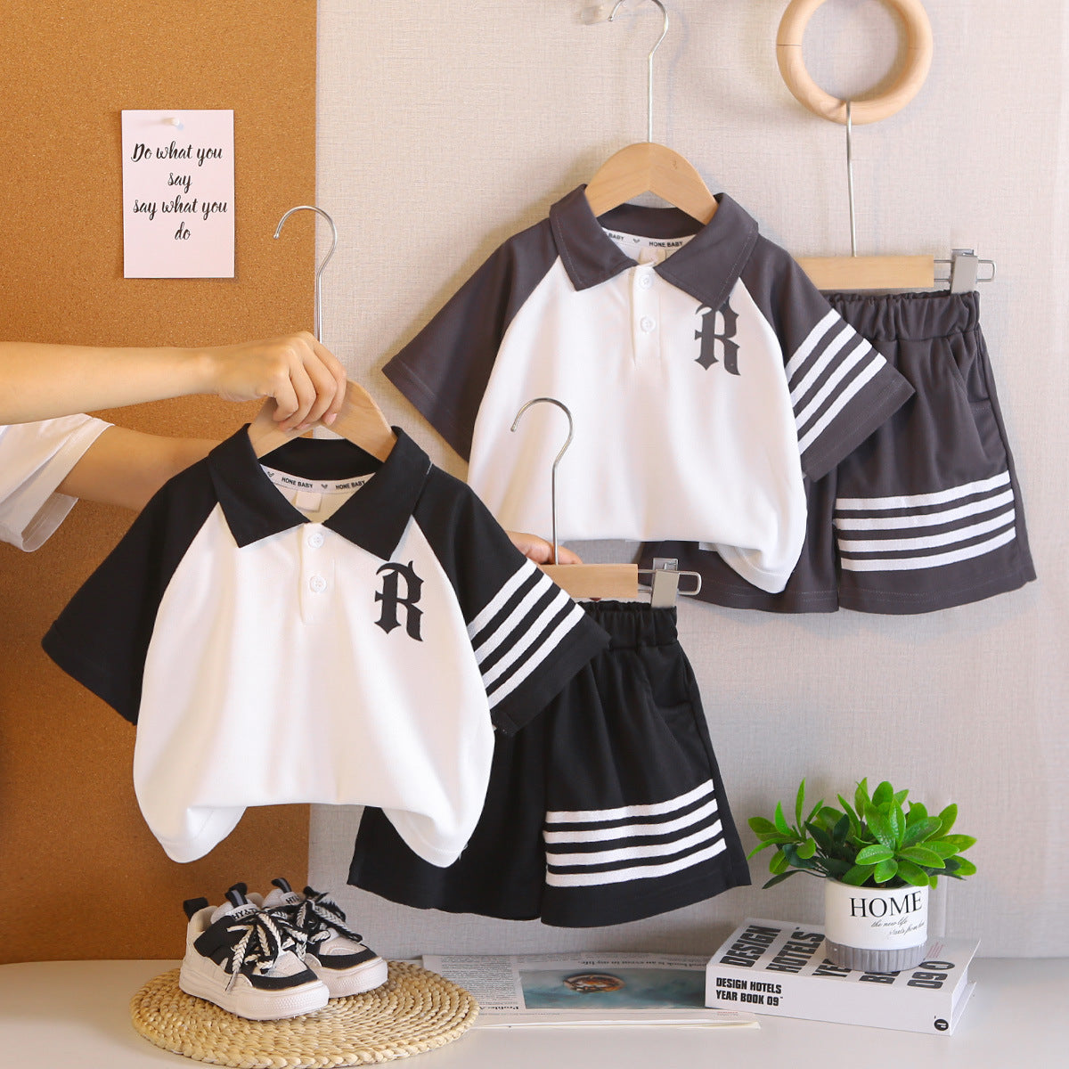 Summer casual polo shirt short sleeved two-piece set