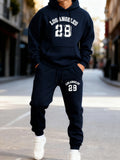 Los Angeges Number 28 Printed Man Hoodie Set Winter Sporty Two Pices Sets Long-Length Street Hoody Couple'S Comfortable Pants