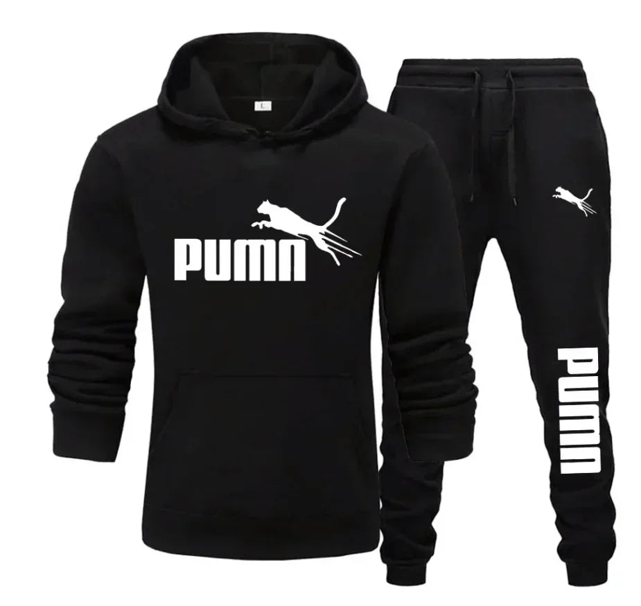 New Autumn and Winter Men's Pullover Hoodie + Pants 2‑piece Fashionable and Trendy Fitness Jogging Casual Sportswear Set