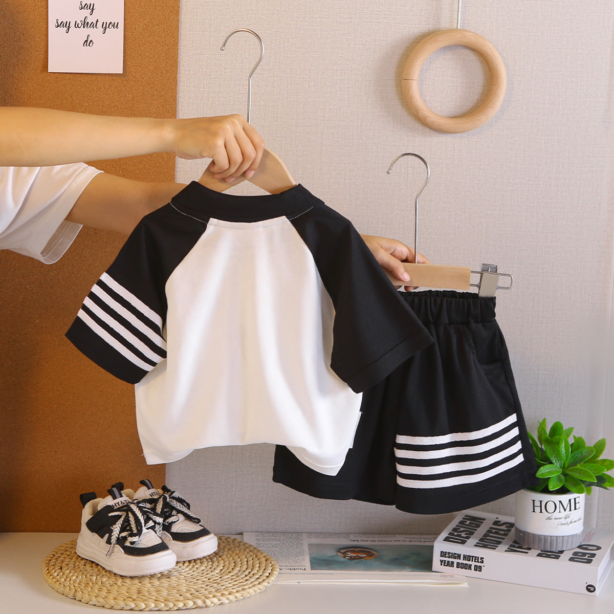 Summer casual polo shirt short sleeved two-piece set