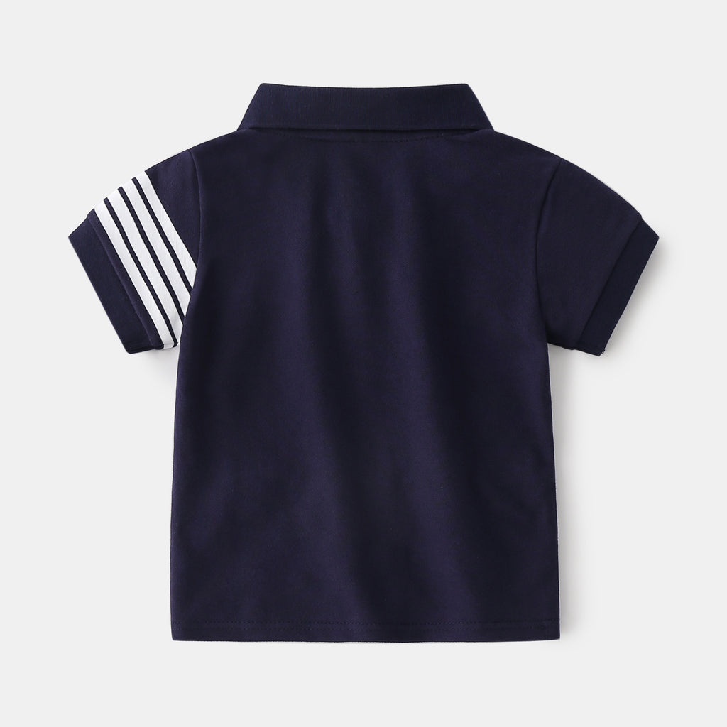 Solid Color Cotton Short Sleeve Polo T-Shirt for Boys