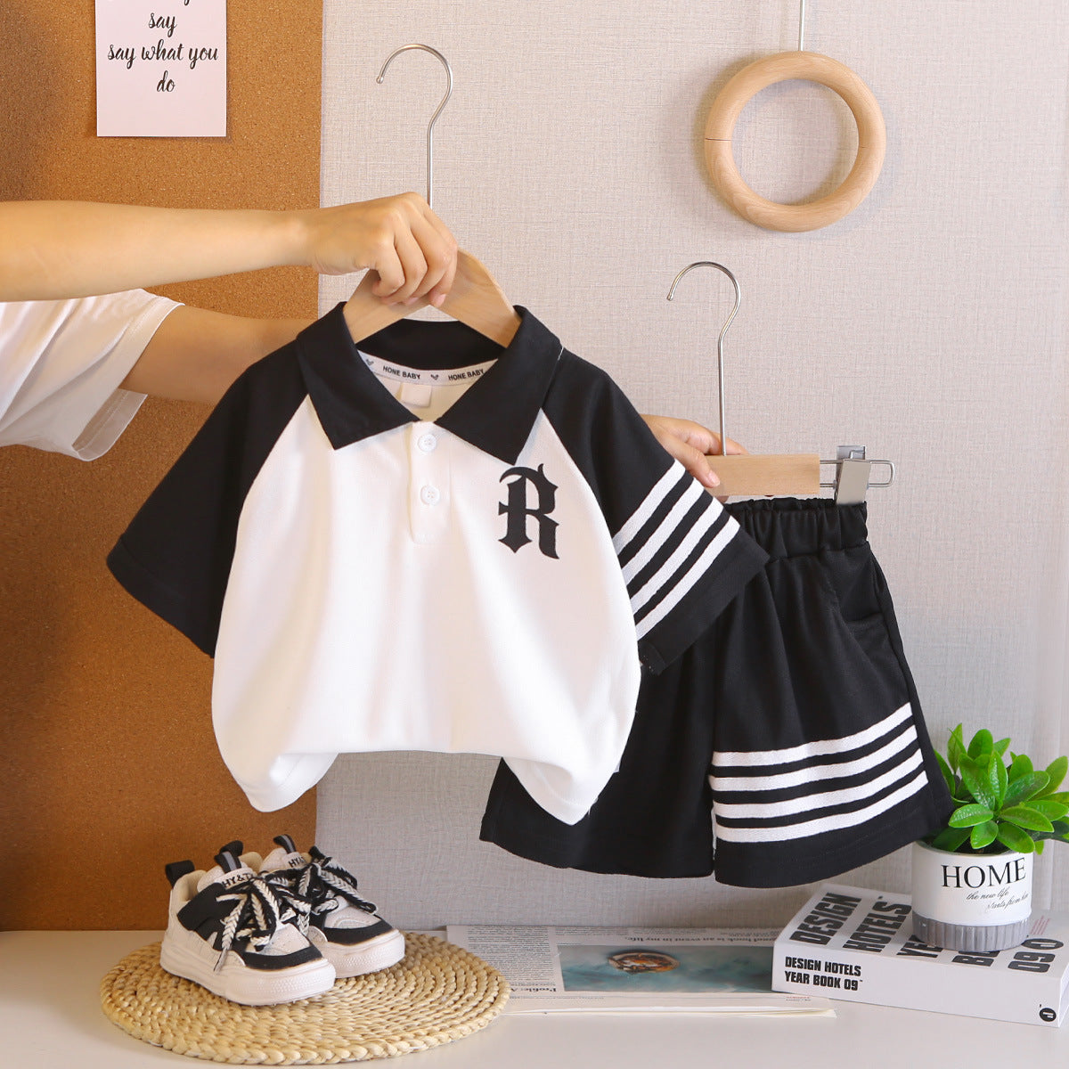 Summer casual polo shirt short sleeved two-piece set