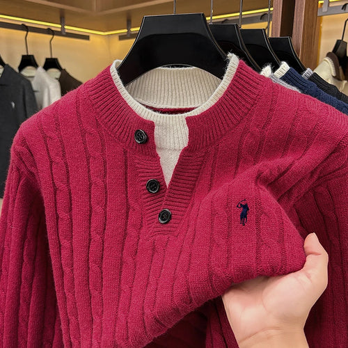 2026 Autumn/Winter New Product Fake Two V-neck Sweaters Versatile High End Solid Color Knitted Sweaters