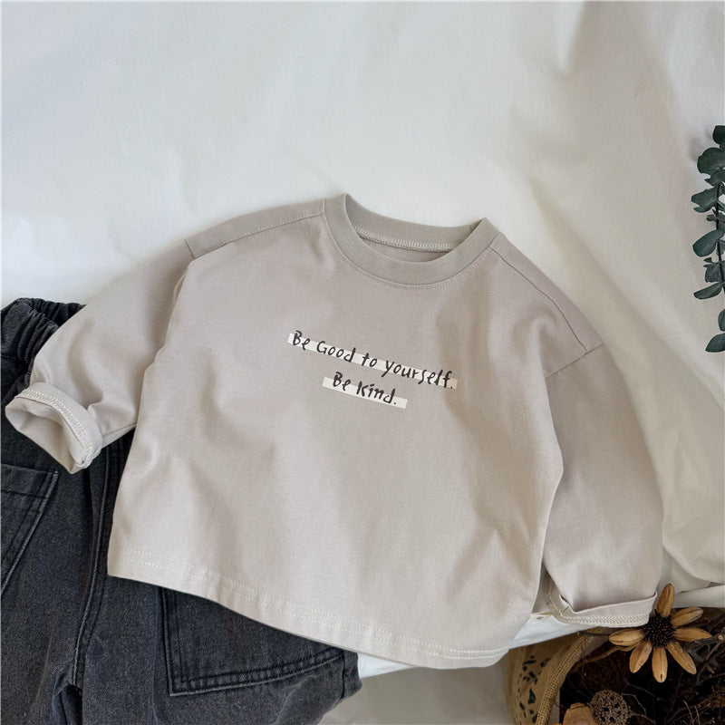 Children's letter printed long sleeved shirt