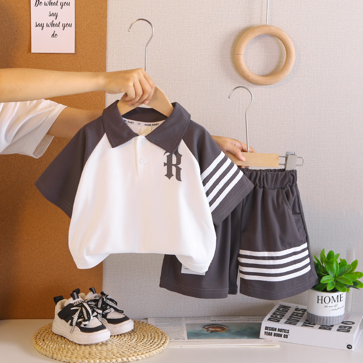 Summer casual polo shirt short sleeved two-piece set