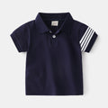 Solid Color Cotton Short Sleeve Polo T-Shirt for Boys