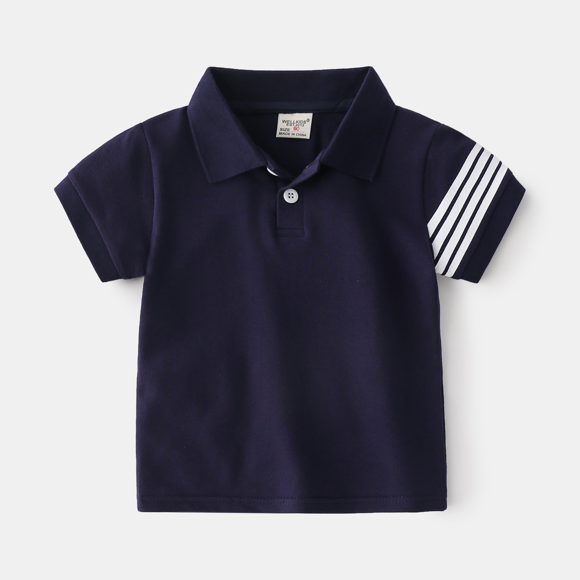 Solid Color Cotton Short Sleeve Polo T-Shirt for Boys