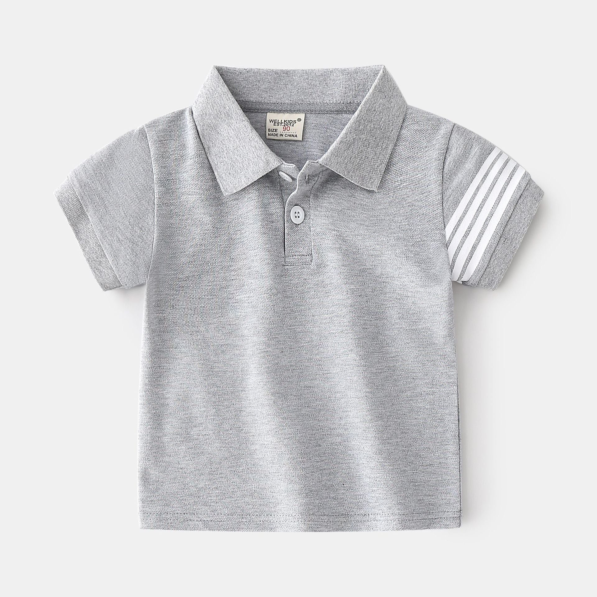Solid Color Cotton Short Sleeve Polo T-Shirt for Boys