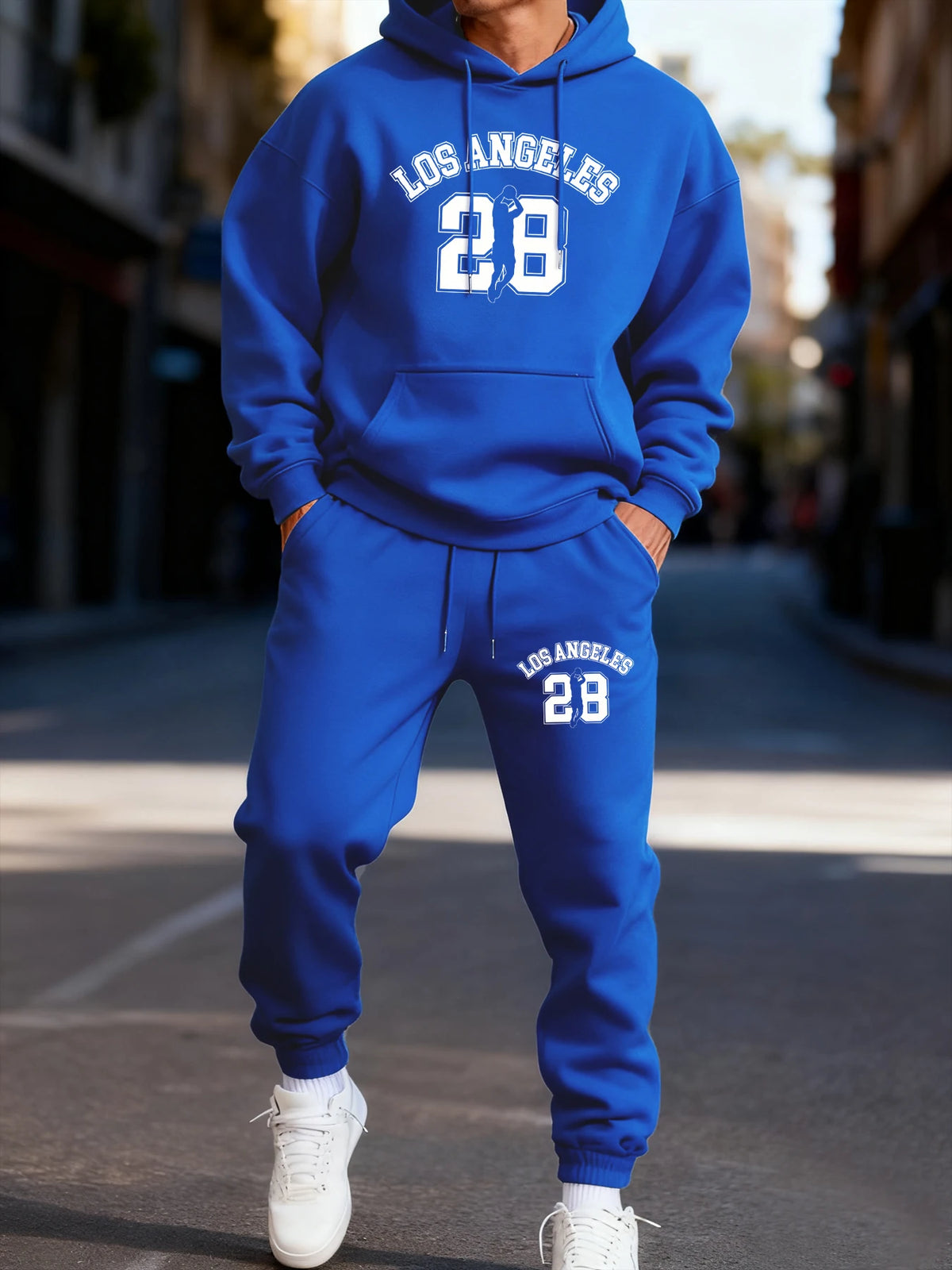 Los Angeges Number 28 Printed Man Hoodie Set Winter Sporty Two Pices Sets Long-Length Street Hoody Couple'S Comfortable Pants