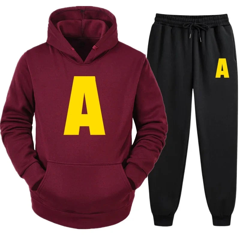 Suitable for Both Men and Women Alvin Chipmunk Halloween Costume Pullover Casual Sports Set Men's Hooded Casual 2-piece Set